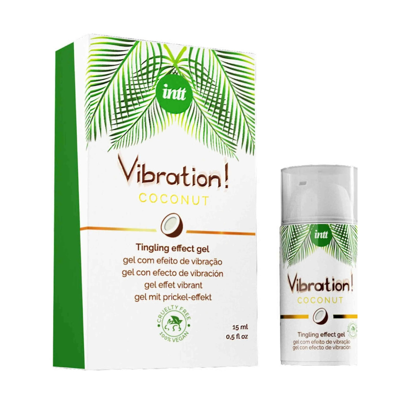 Gel stimolante intt Vibration Cocco confezione da 15ml cruelty free e vegano