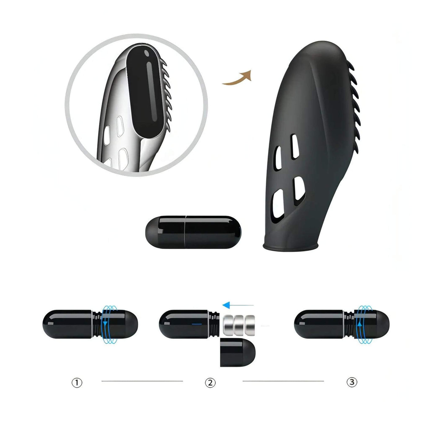 Gilo Vibratore da dita con rilievi stimolanti Ø 1.8 cm