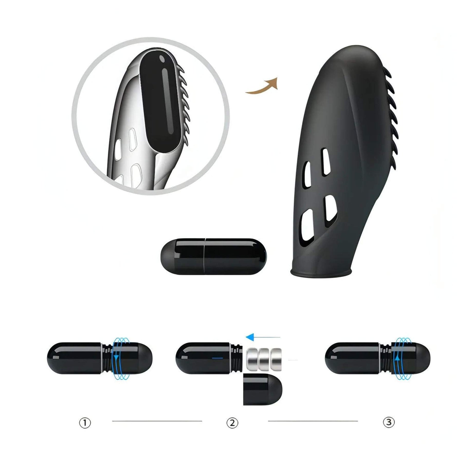 Gilo Vibratore da dita con rilievi stimolanti Ø 1.8 cm