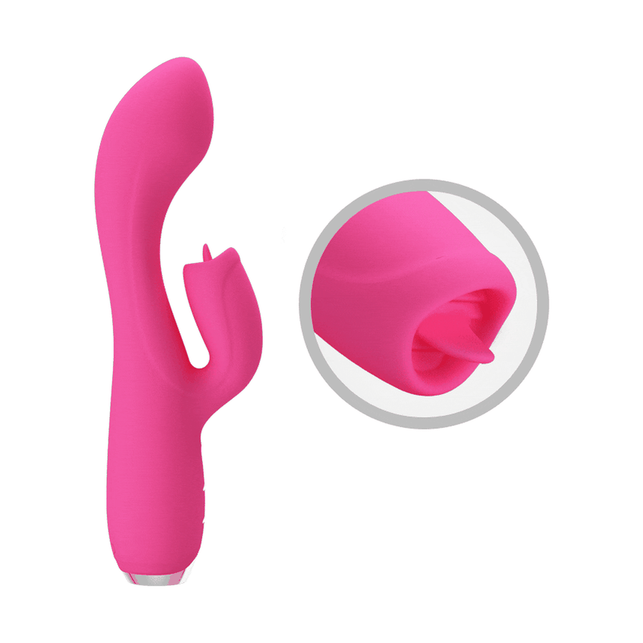 Rabbit vibrator with clitoral lick - 12 vibration modes and 3 suction modes - Medical Silicone, Rechargeable, Purple