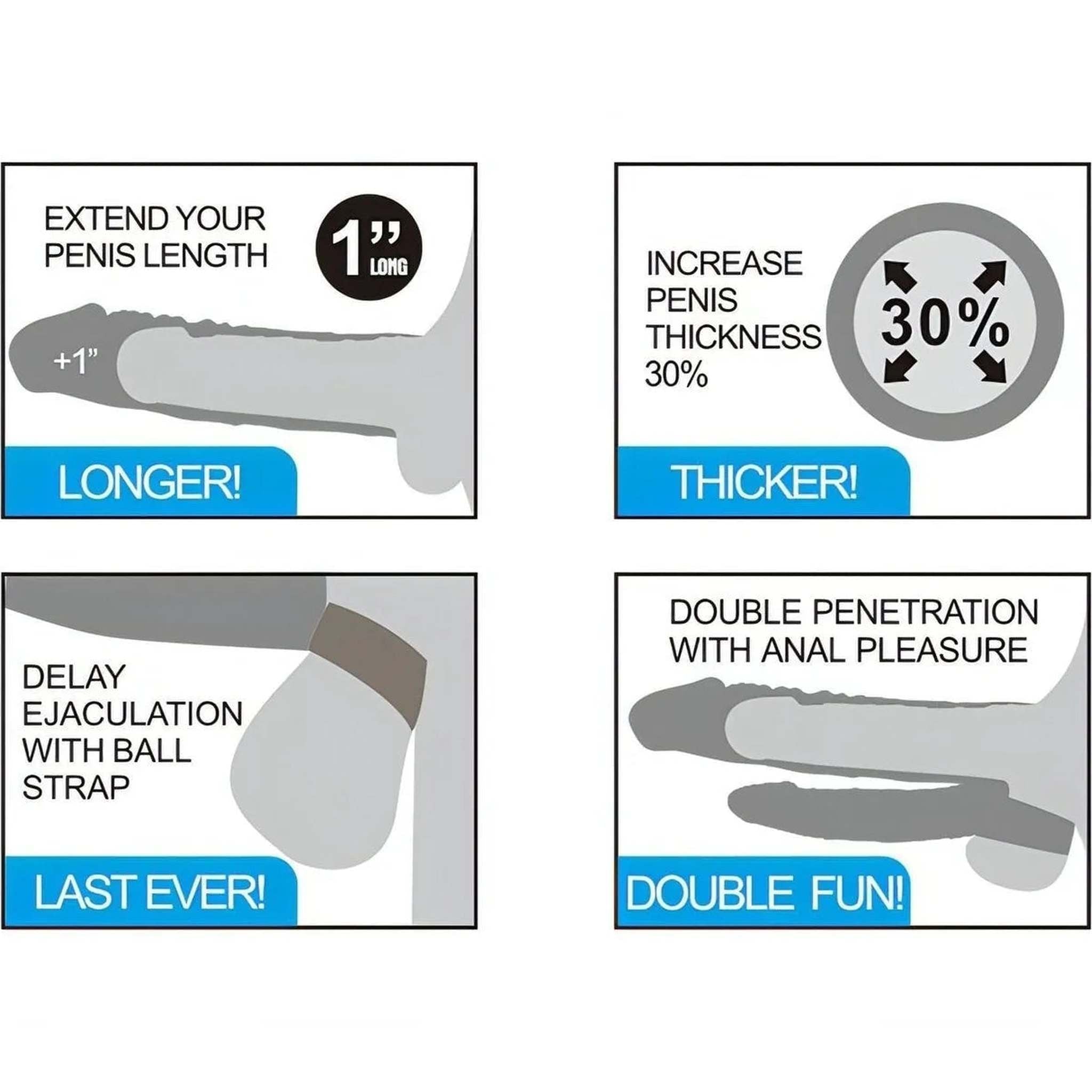 Guaina Pene Vibrante Per Doppia Penetrazione Estende di 25mm