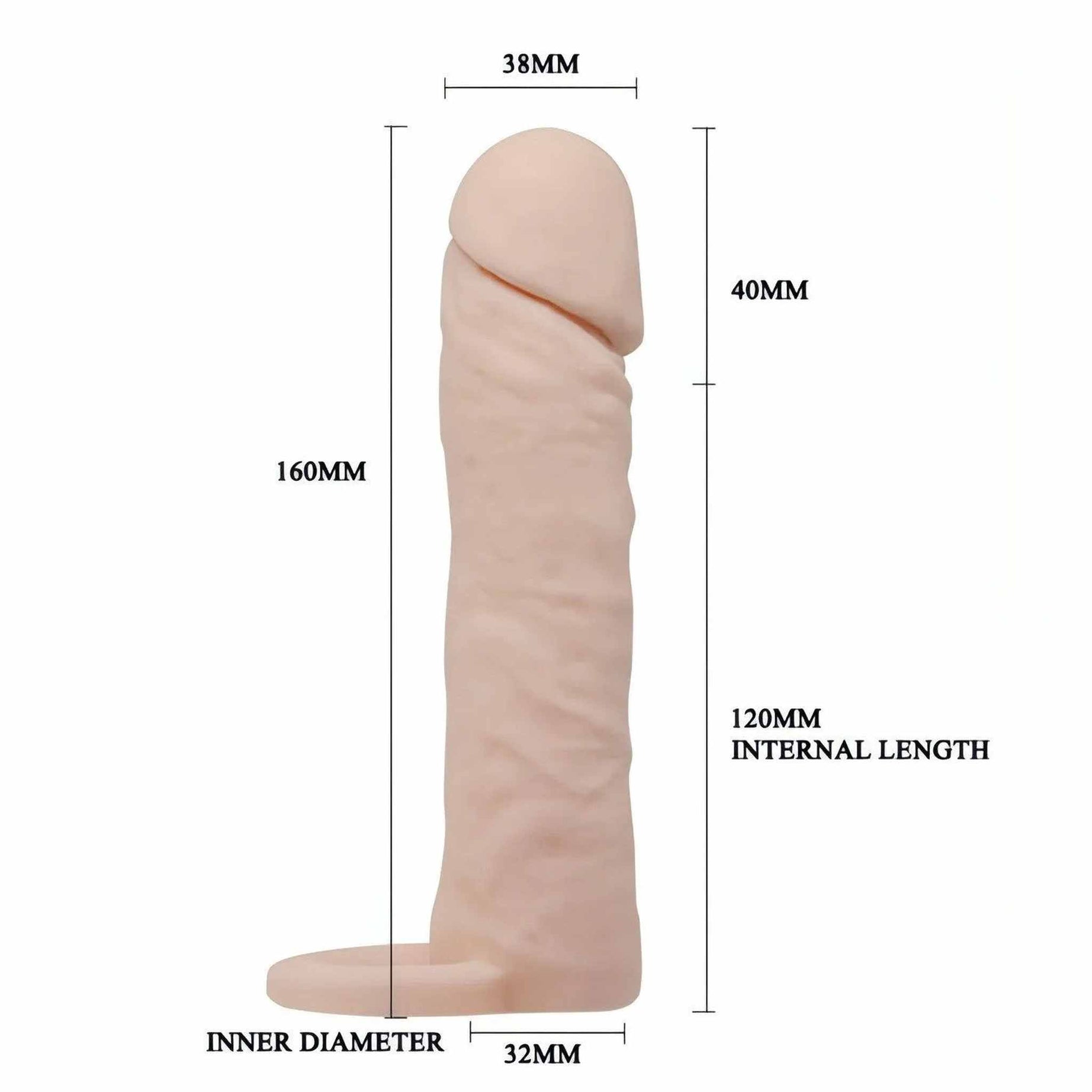 Guaina Realistica Rosa Carne Lunga 16 cm con 4 cm di Estensione