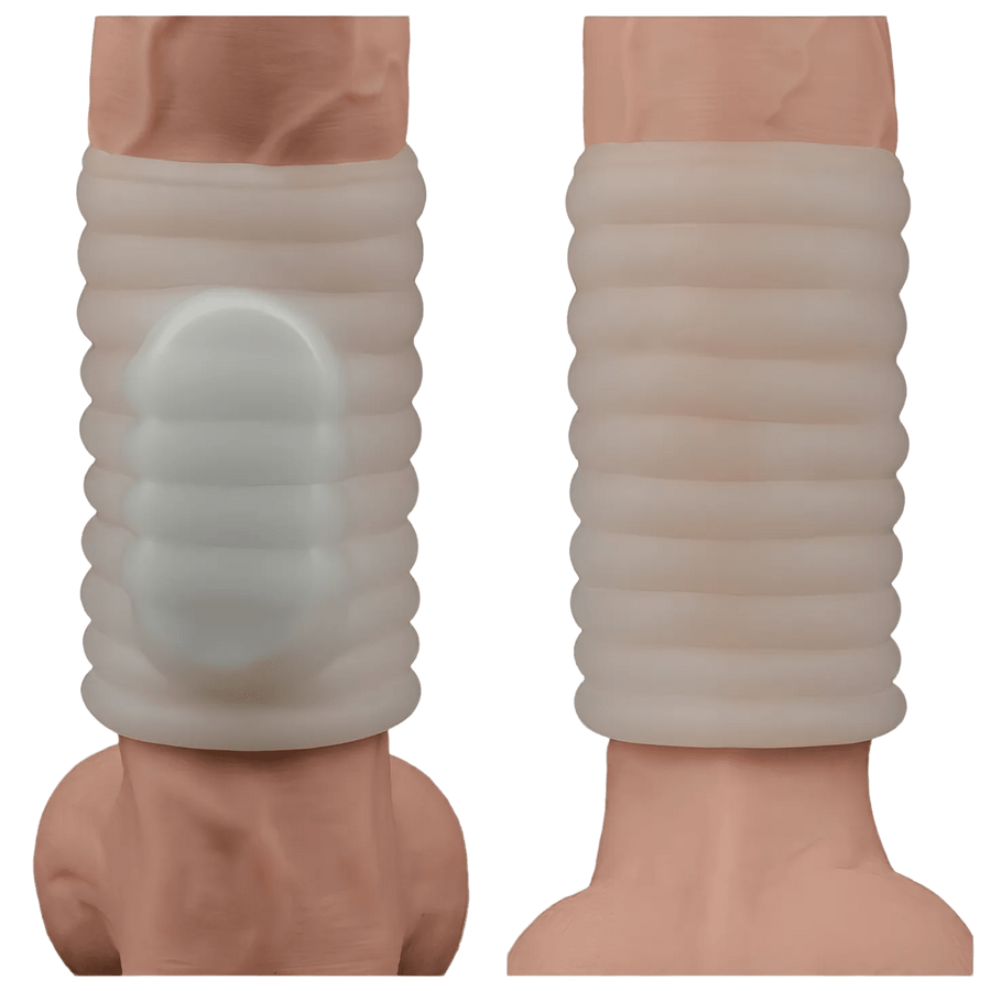 Vibrating Wave Knights Stimulating Phallic Sheath with Vibration - White