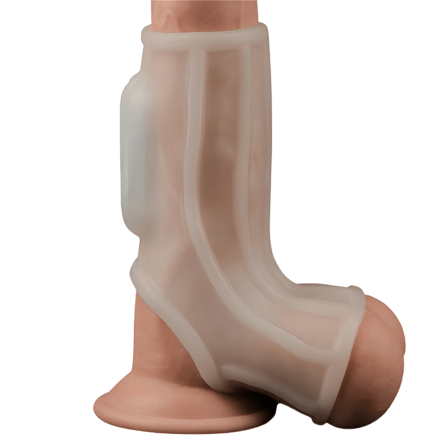 Vibrating Ridge Knights Stimulating Full Phallic Sheath with Vibration - White