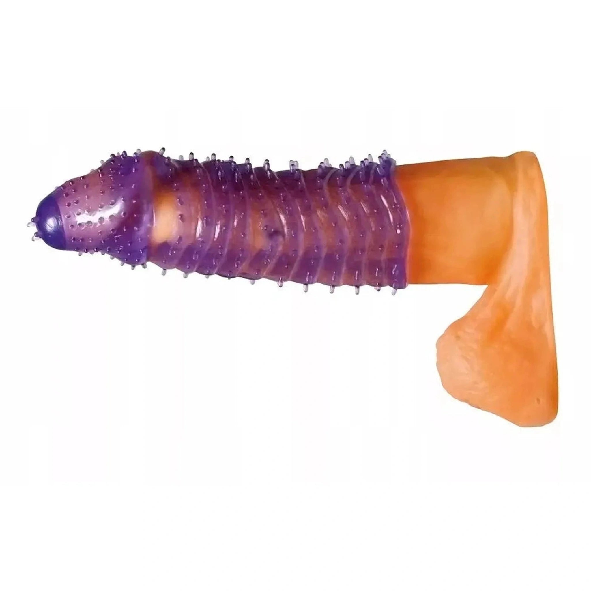Guaina fallica in silicone con rilievi e nervature stimolanti