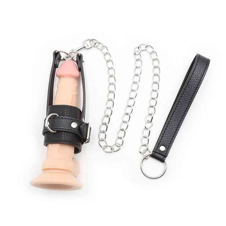 Leather Penis Sheath with Leash