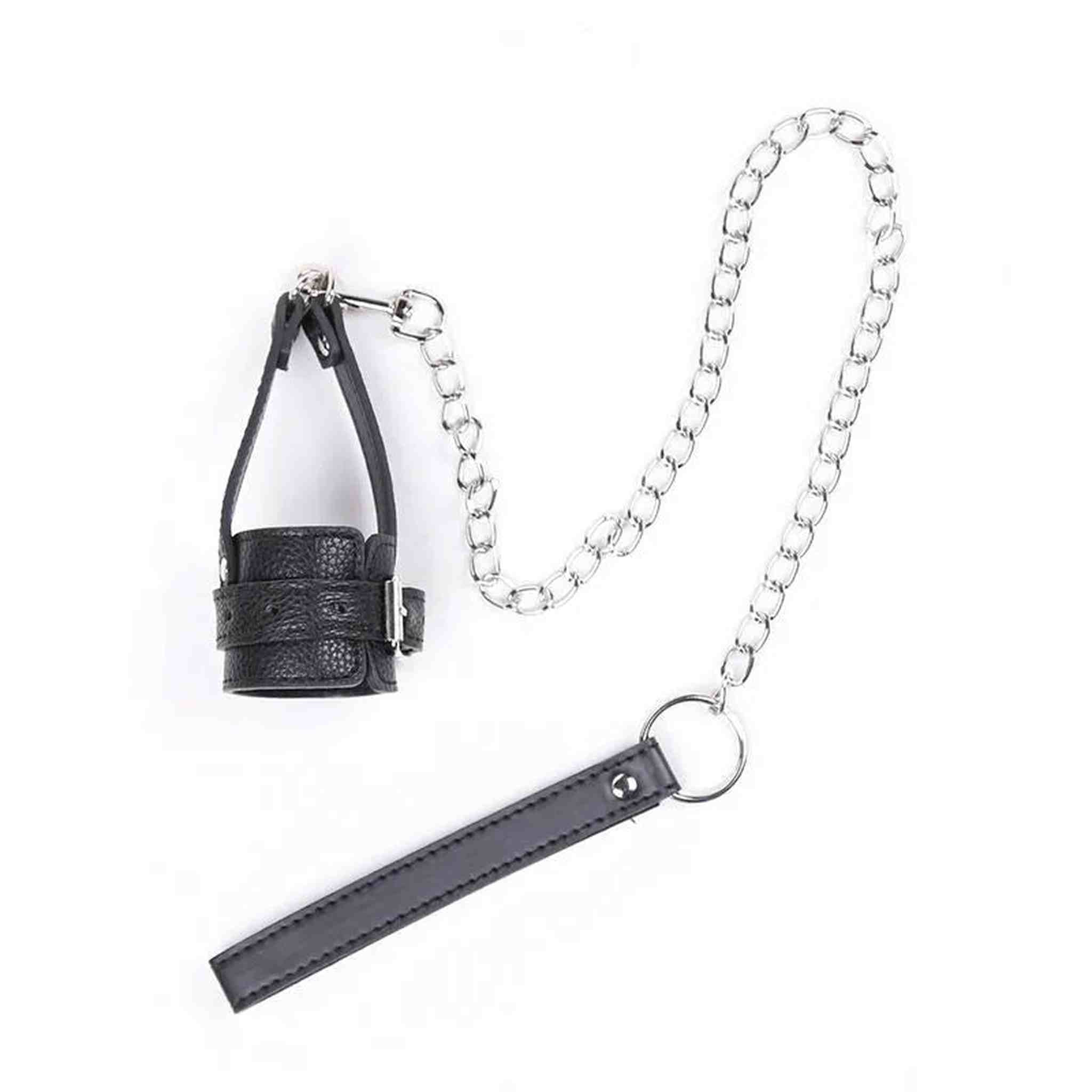Guaina in Pelle per Pene con Guinzaglio