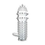 Guaina trasparente con rilievi e stimolatore clitorideo