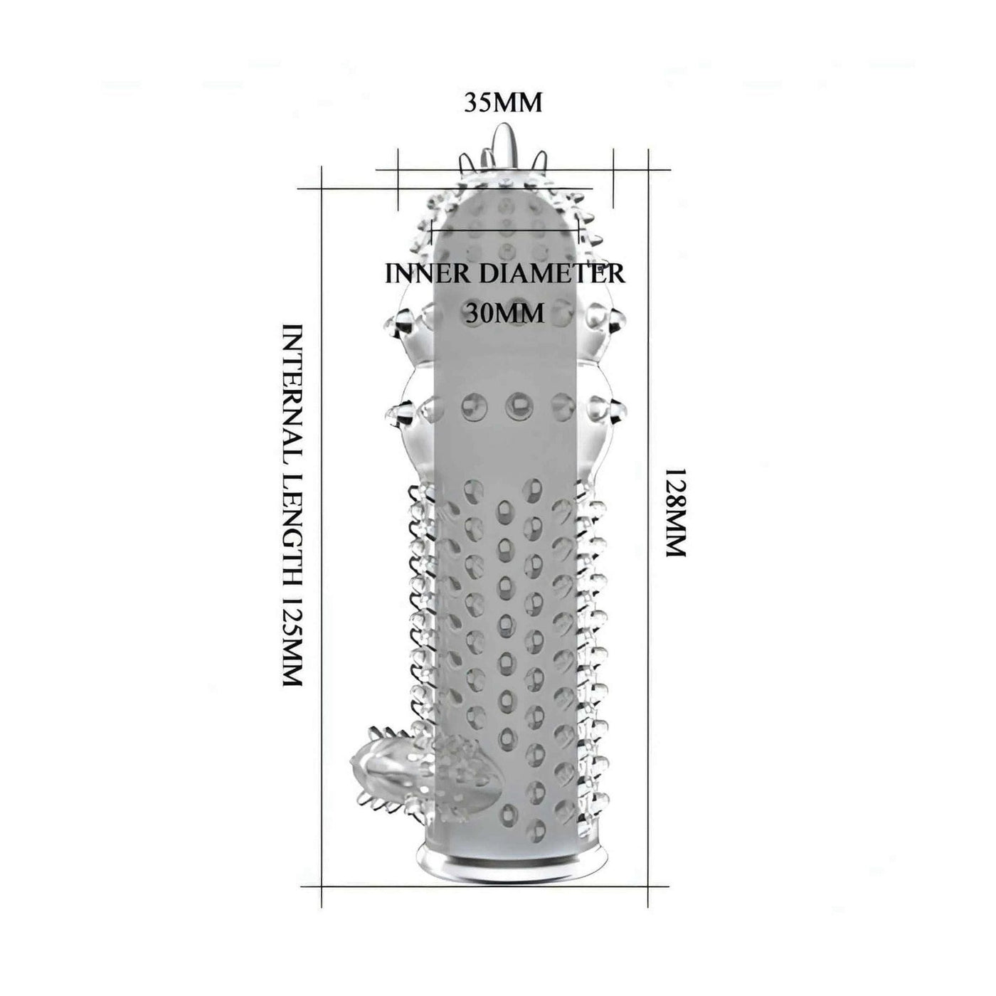 Guaina trasparente con rilievi e stimolatore clitorideo