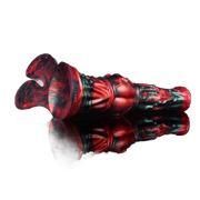 Dildo mostro in silicone rosso e nero finitura lucida