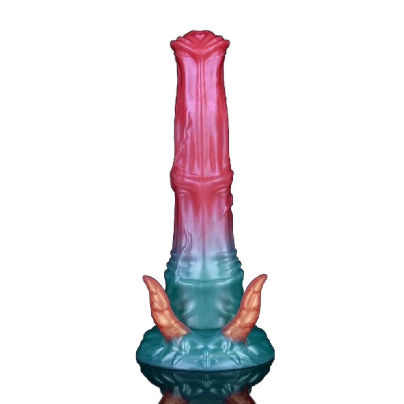 Dildo Hellfire Vicky silicone rosso-blu con corna arancioni
