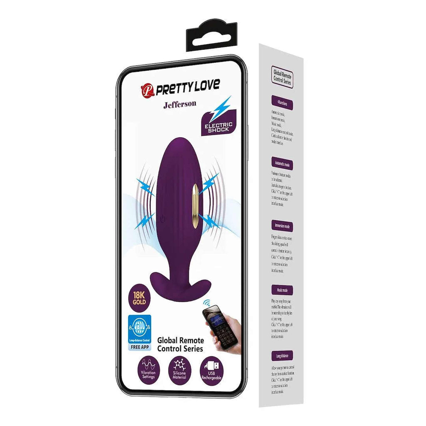 Jefferson Plug Anale a controllo remoto con Vibrazione ed Elettroshock