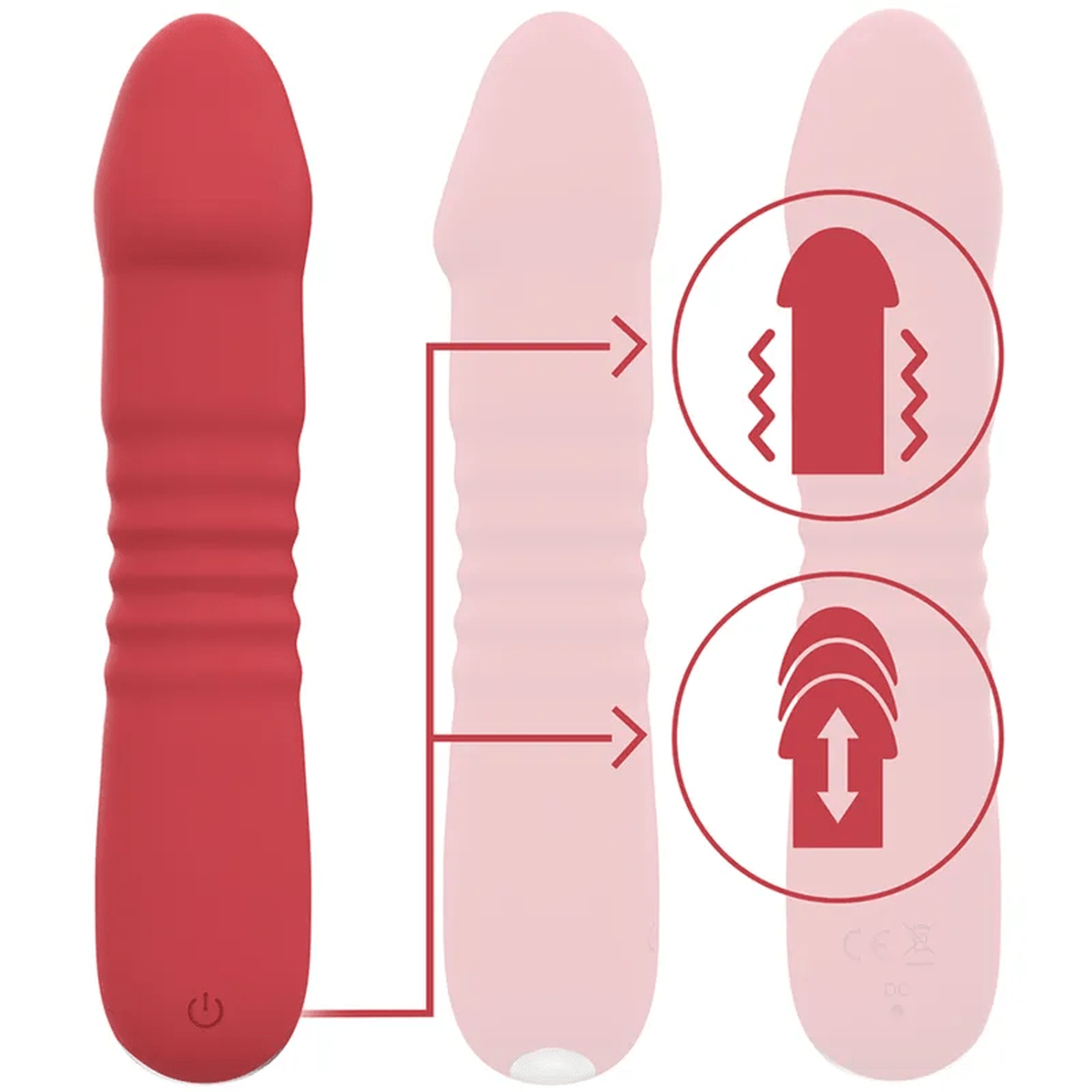 Juni Vibratore a Spinta Up & Down in Silicone, 10 modalità di vibrazione, Ricaricabile