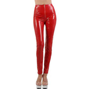 Leggings Rossi in Vinile con Zip