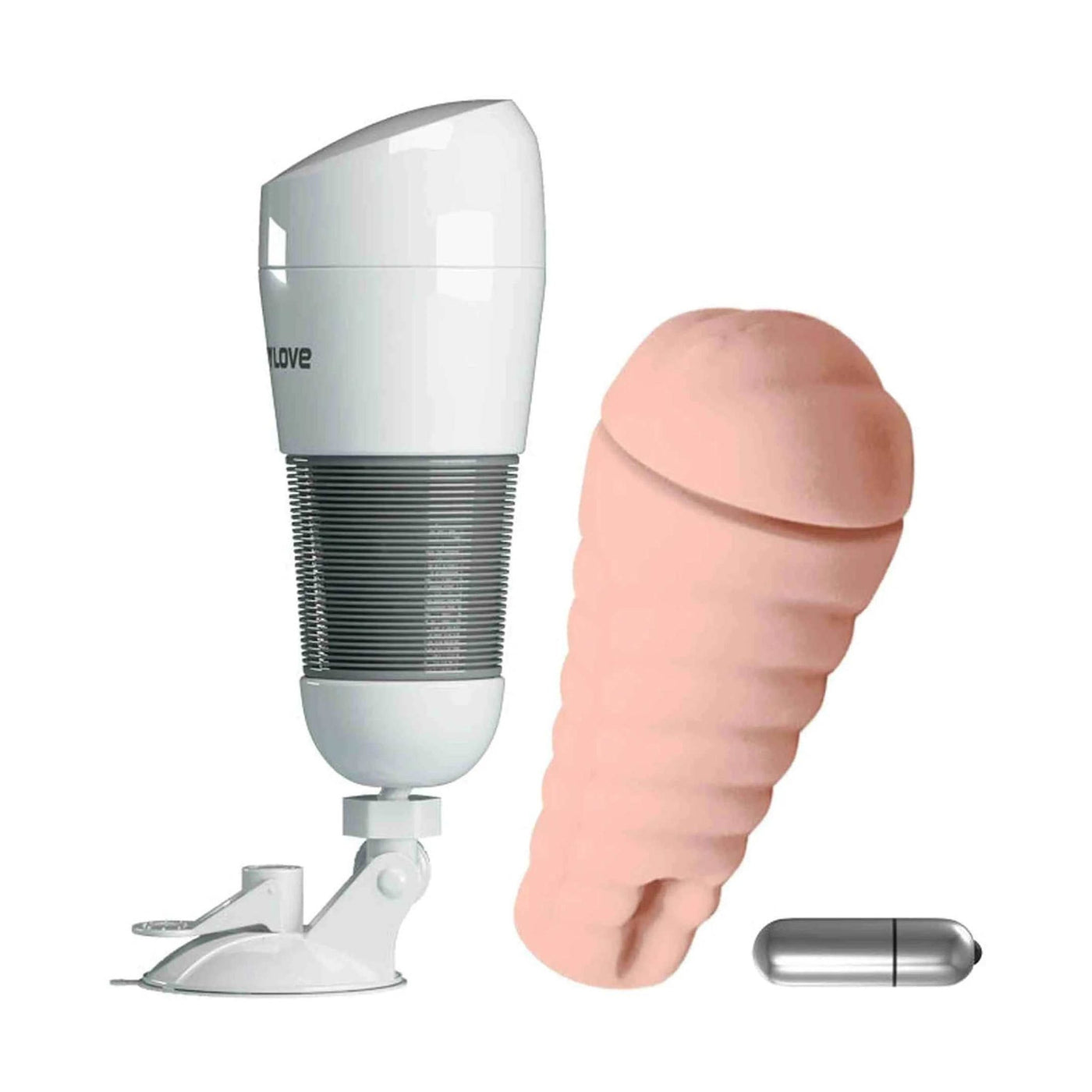 Masturbatore elettrico vibrante con ventosa regolabile e inserto anatomico