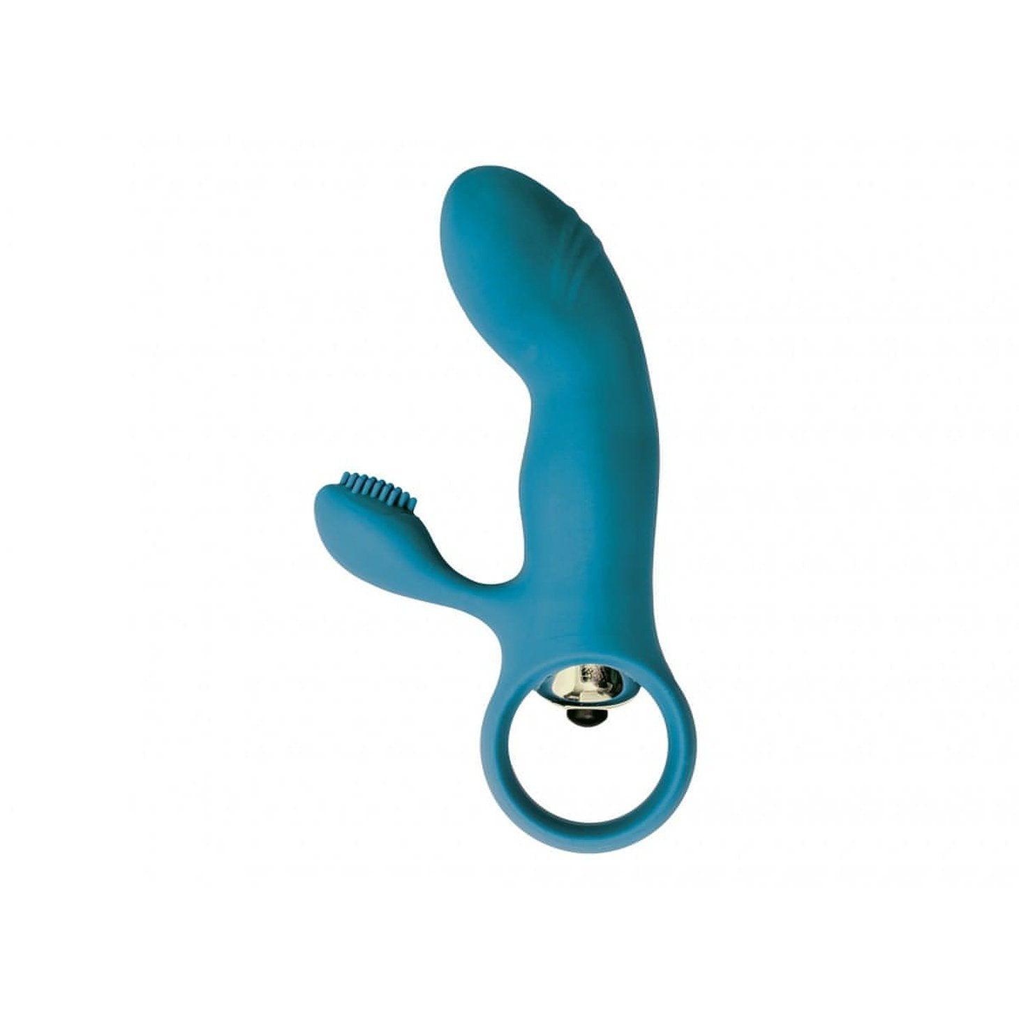 Mini Vibratore Rabbit (stimolazione interna ed esterna) in 100% puro Silicone - Azzurro, Batteire Incluse - GoEstasy