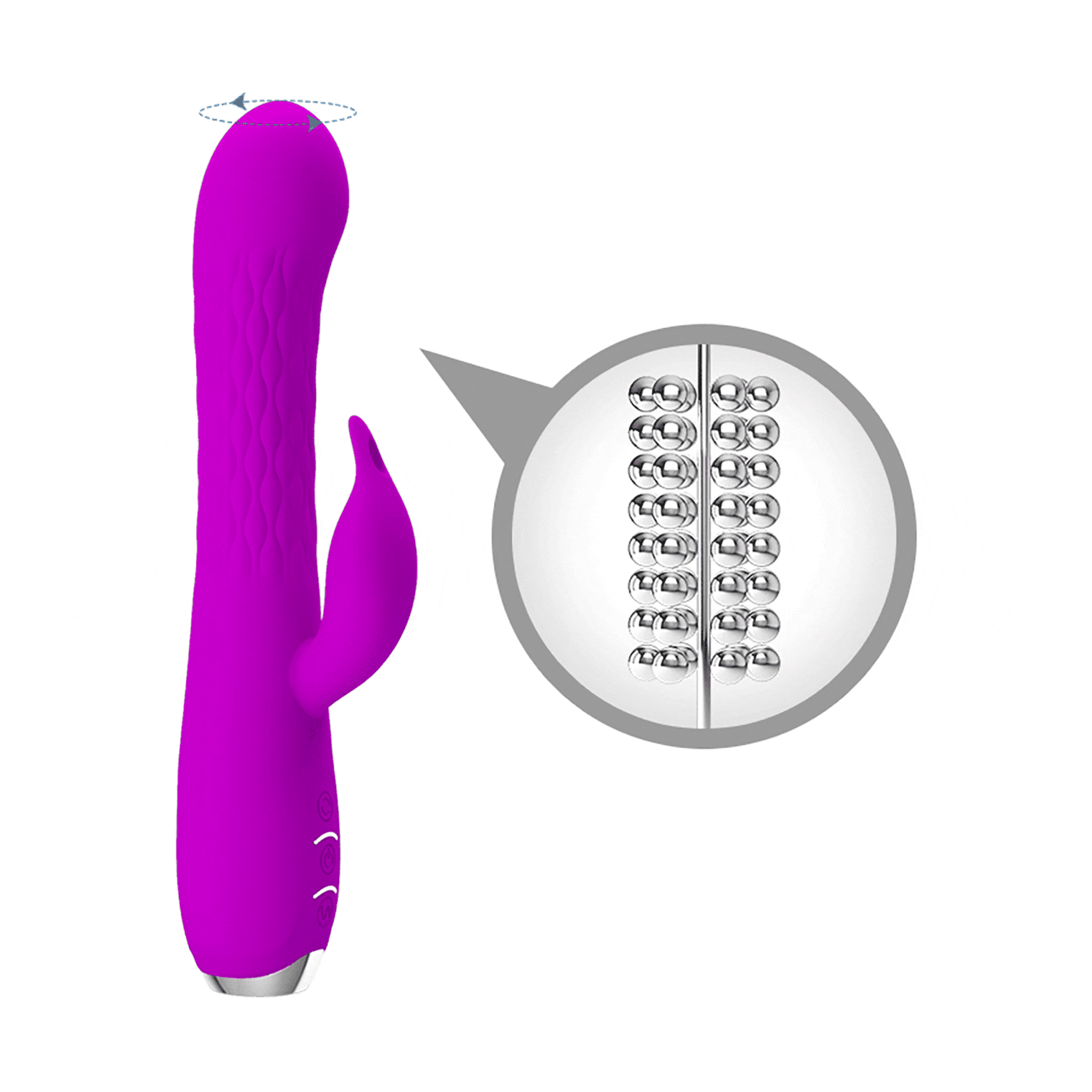 Molly Vibratore Rabbit con 12 modalità di Vibrazione e Rotazione con 8 strati di palline