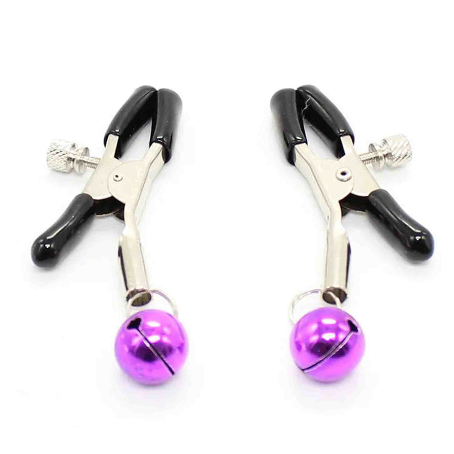 Nippelklemmen mit lila Glöckchen