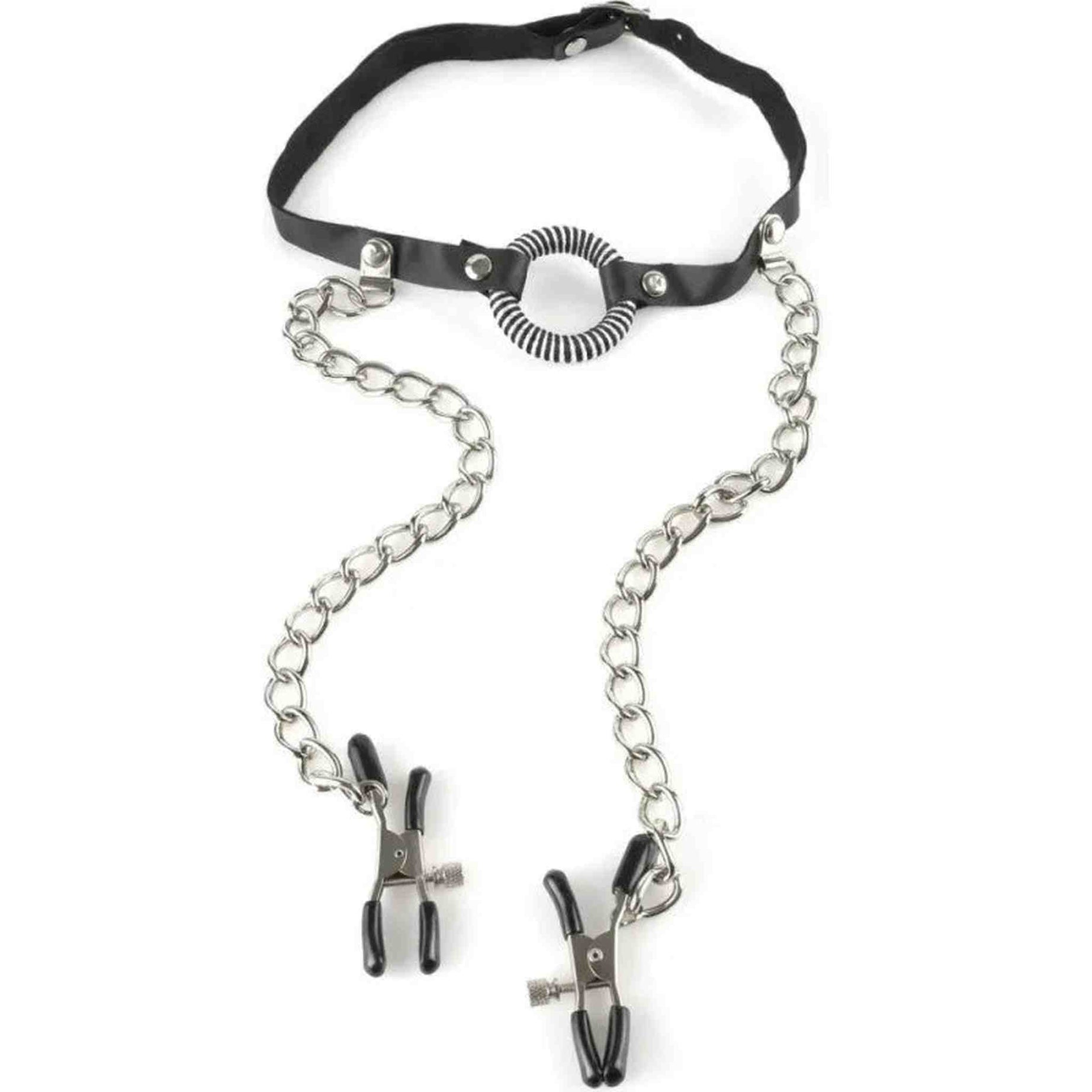 O-Ring Gag with Nipple Clamps