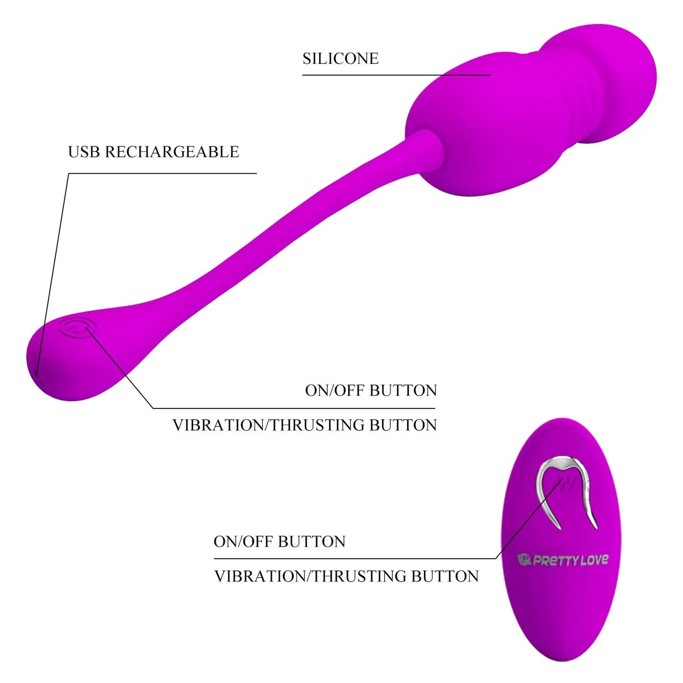 Ovetto Vibrante Wireless con Movimento di Up & Down per un piacere Extra