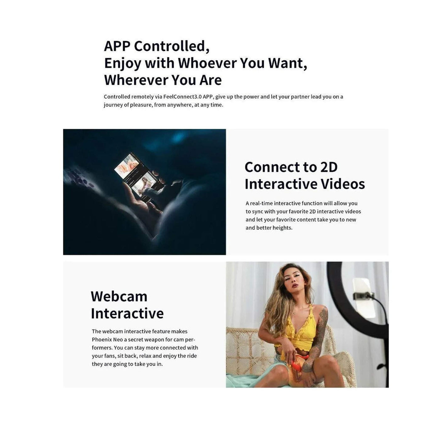 Controllo remoto vibratore rosso tramite app per video interattivi webcam