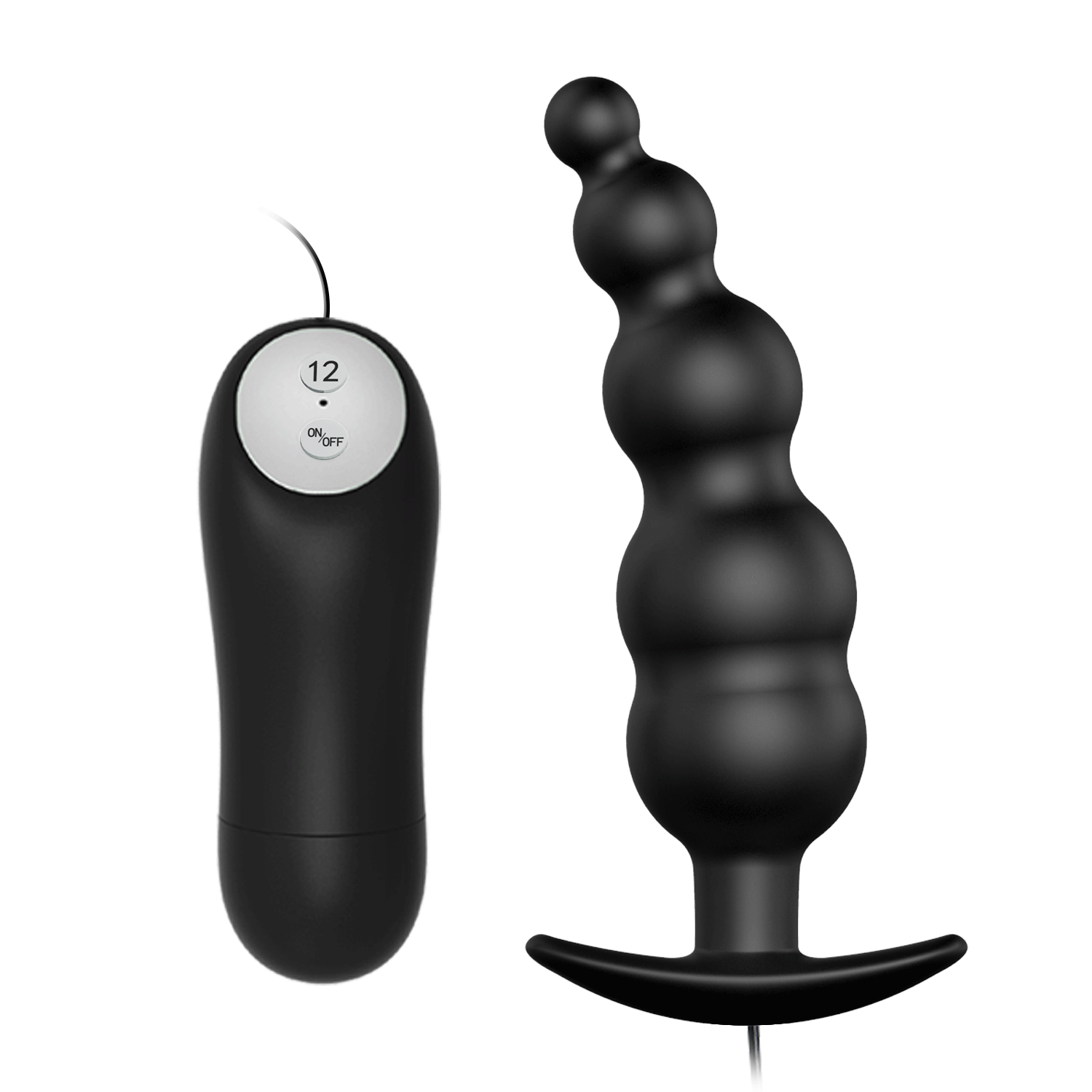 Palline Anali in Silicone con telecomando e 12 diversi programmi di vibrazione - Nero, Silicone, Impermeabile