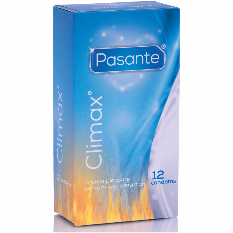 Pasante Climax 12 Pezzi Profilattici stimolanti effetto freddo e caldo - GoEstasy