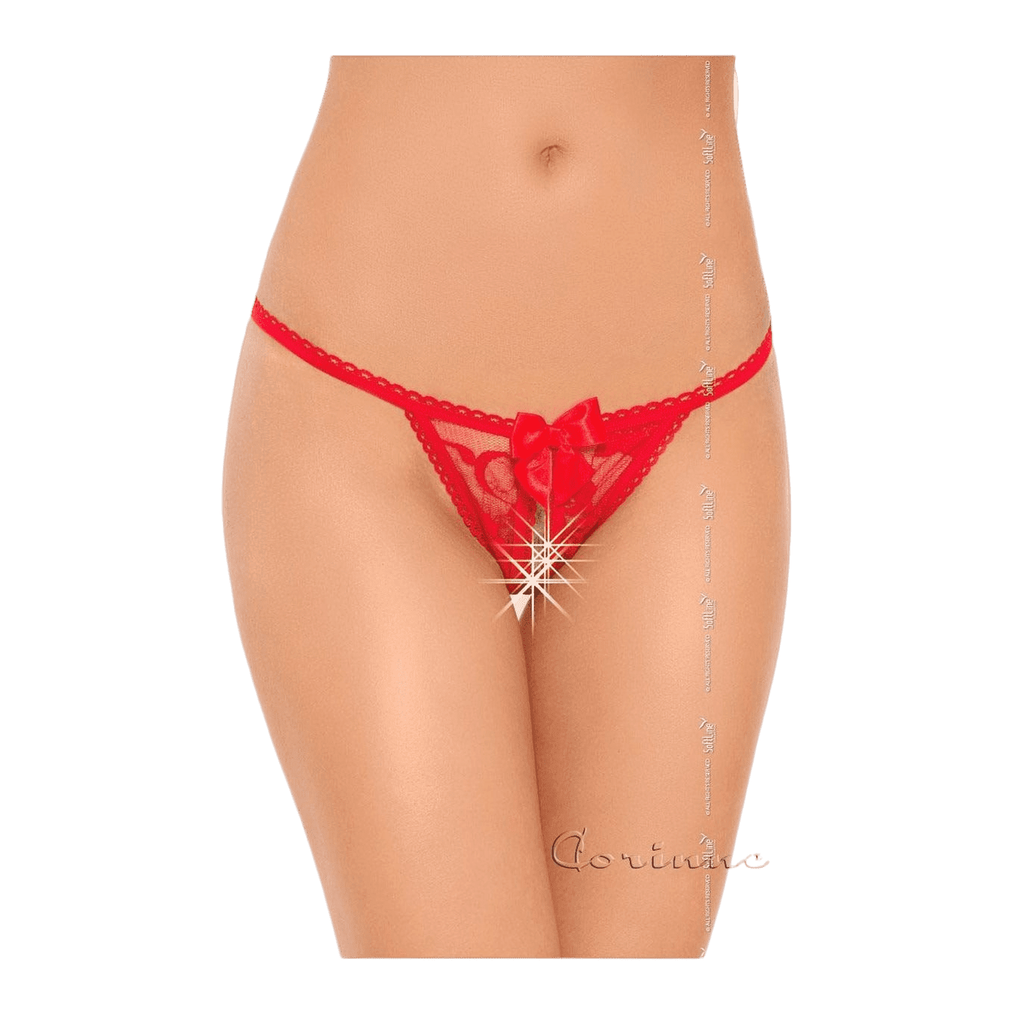 Perizoma Rosso con trasparenze e apertura inguinale - Taglia Unica SoftLine