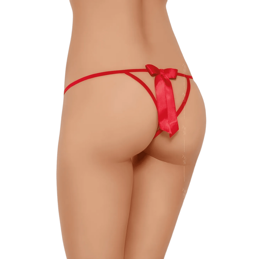 Perizoma Sexy con apertura inguinale e fiocco anteriore e posteriore