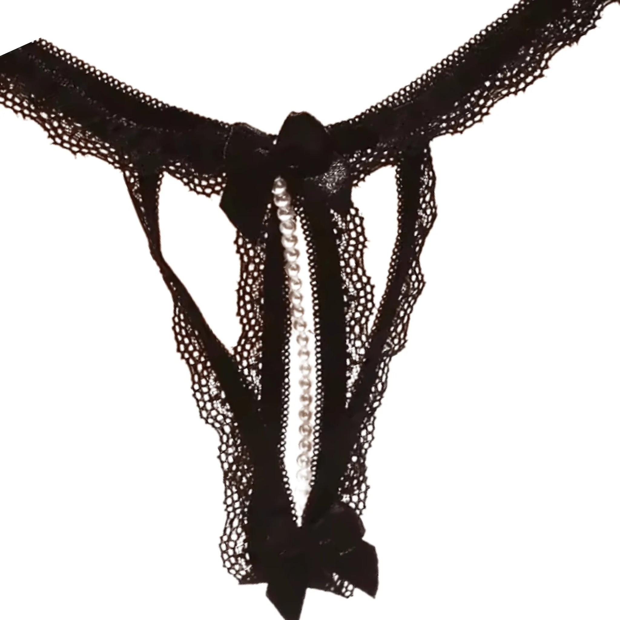 Perizoma con fiocco e perline clitoridee