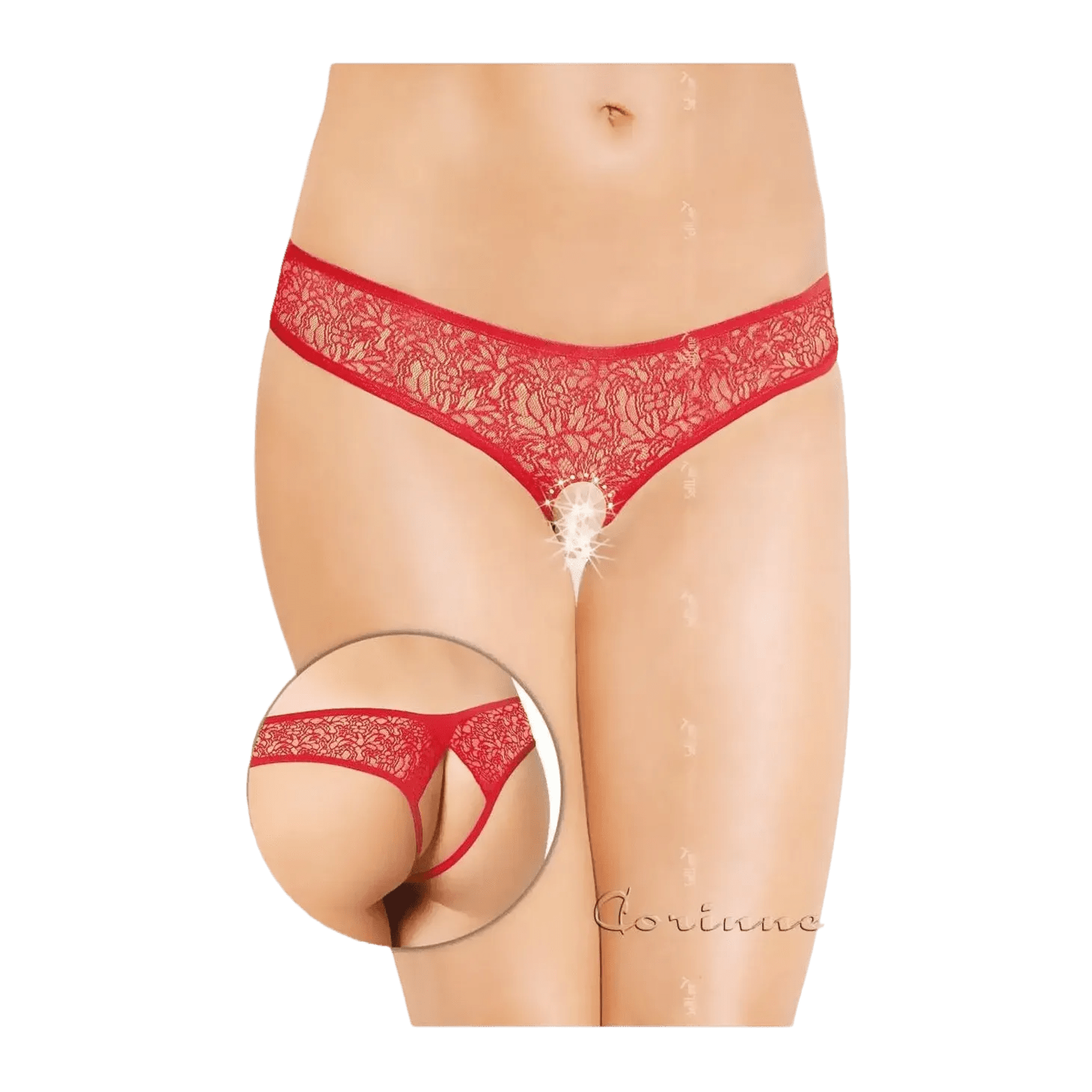 Perizoma in Pizzo Rosso con Taglio Open