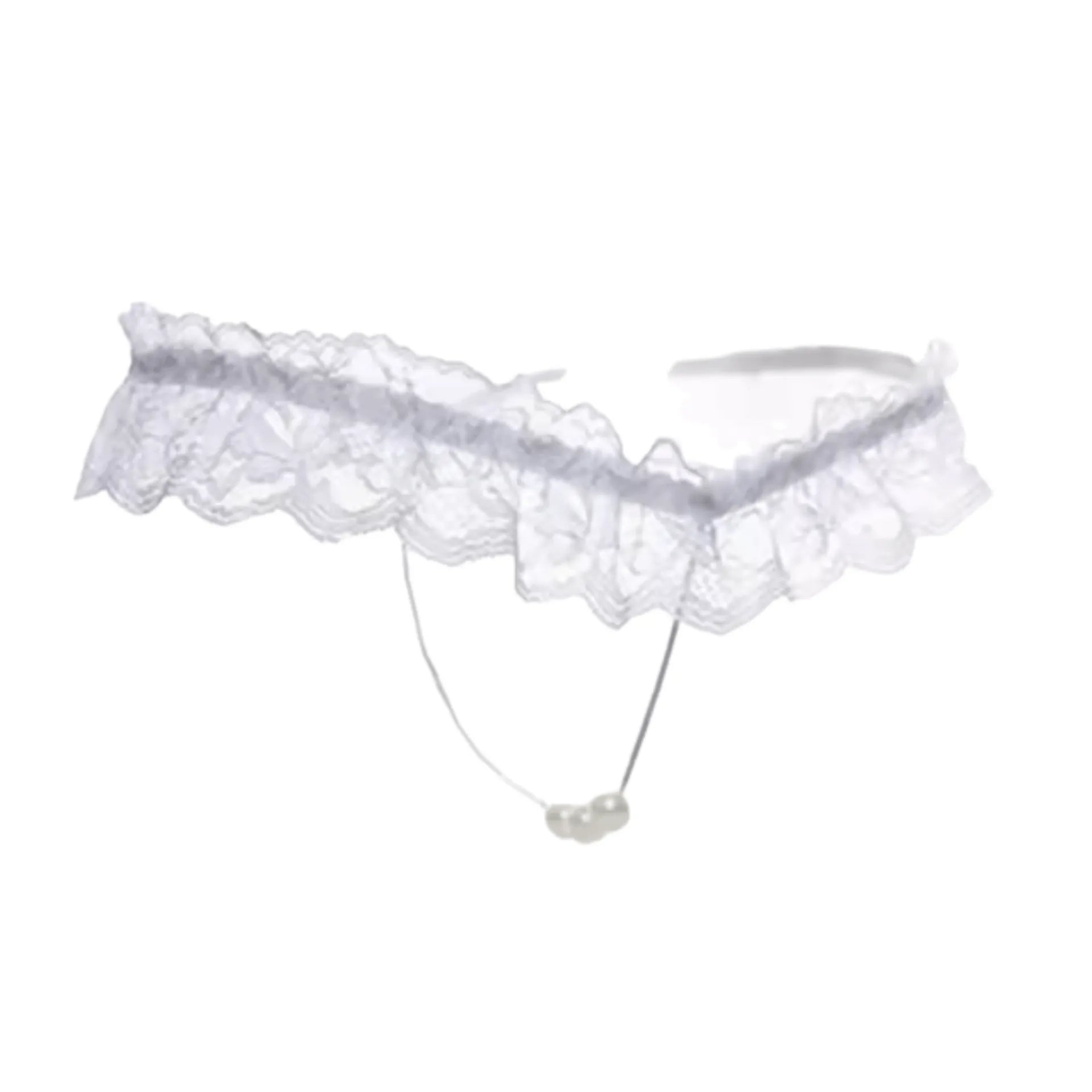 Perizoma in pizzo con pendente centrale perlato