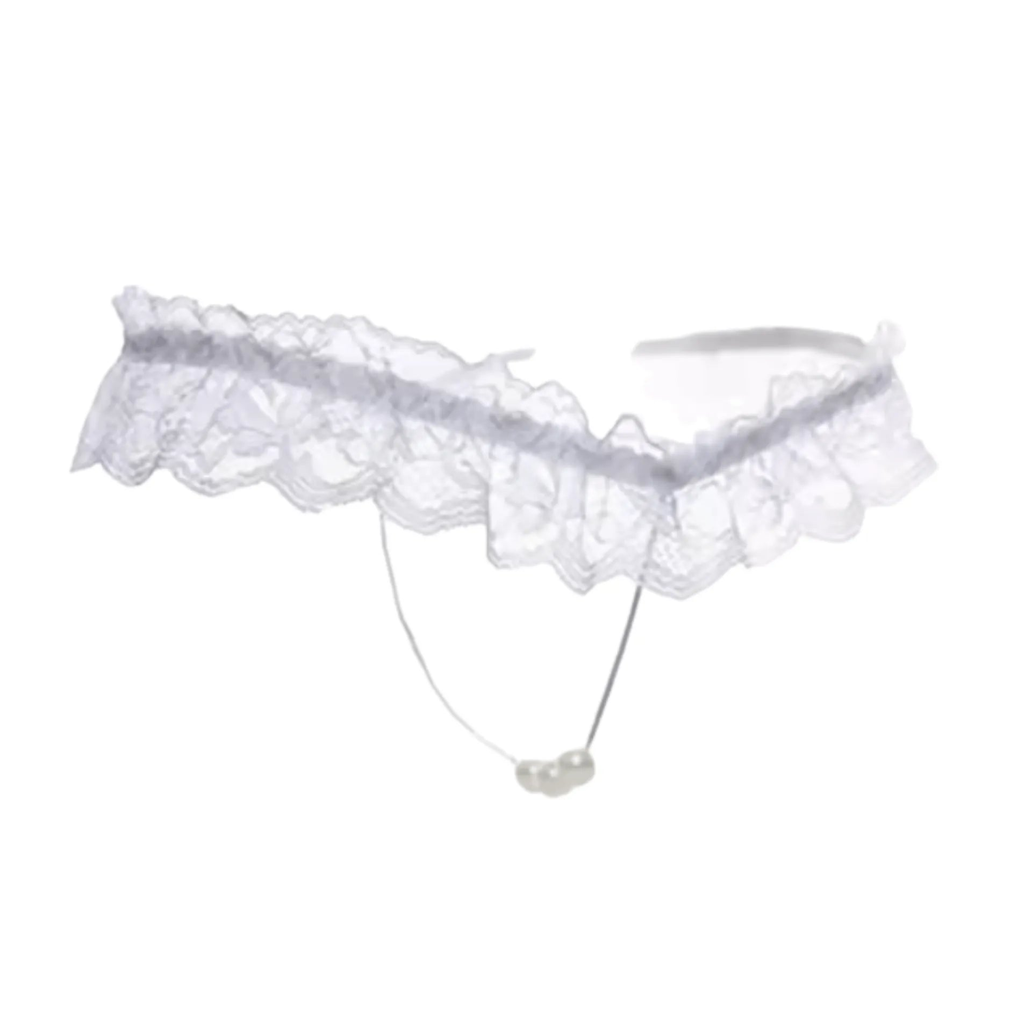 Perizoma in pizzo con pendente centrale perlato