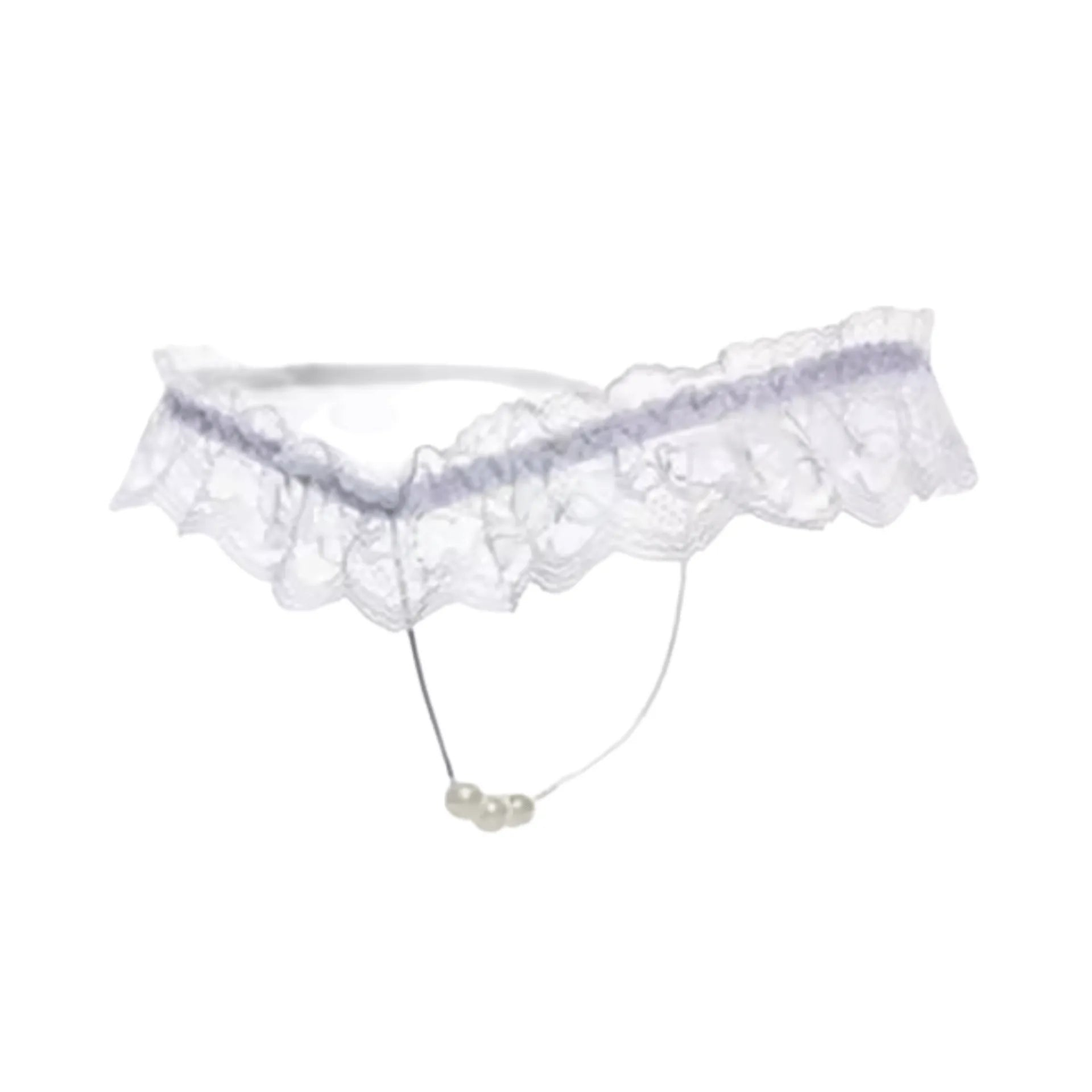 Perizoma in pizzo con pendente centrale perlato