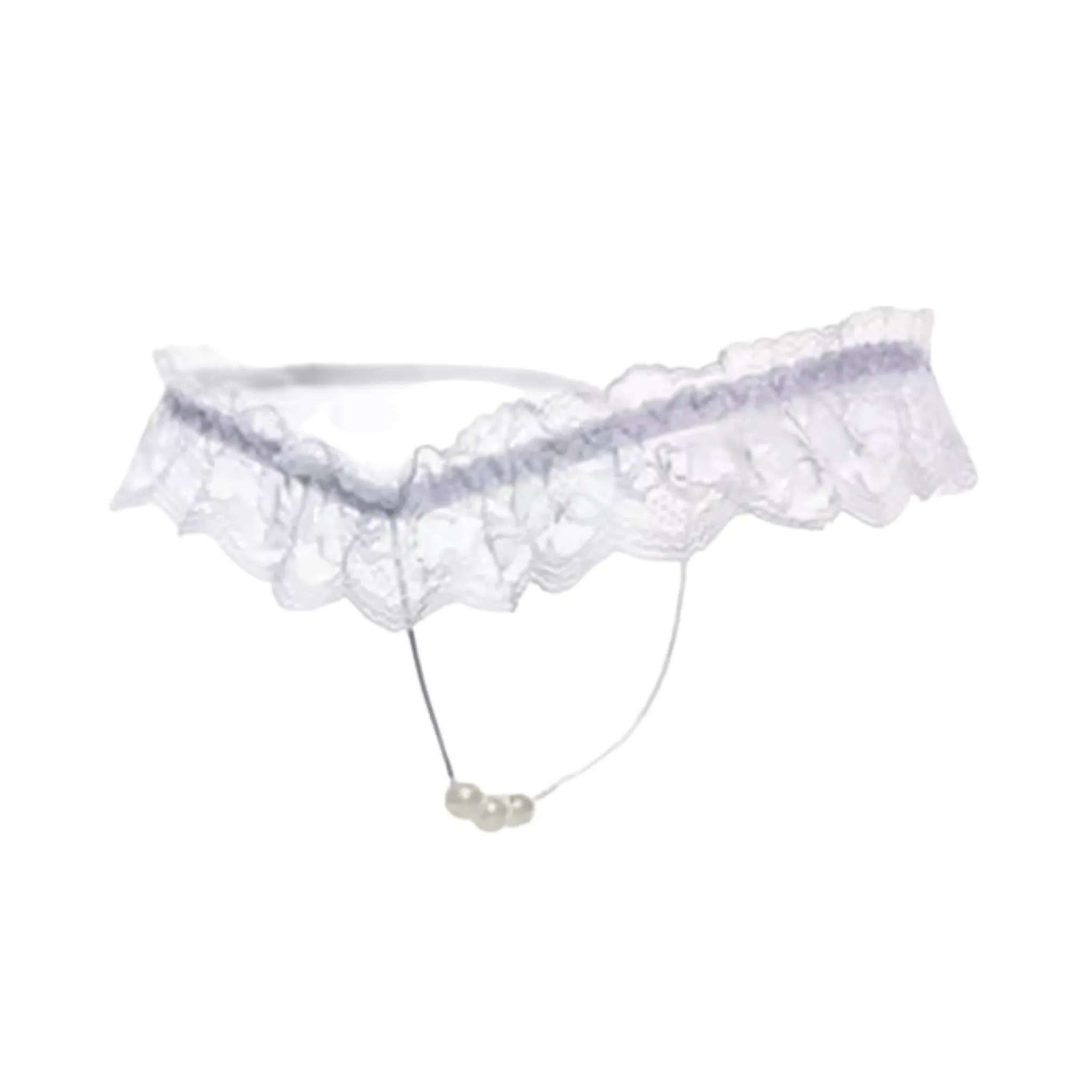 Perizoma in pizzo con pendente centrale perlato