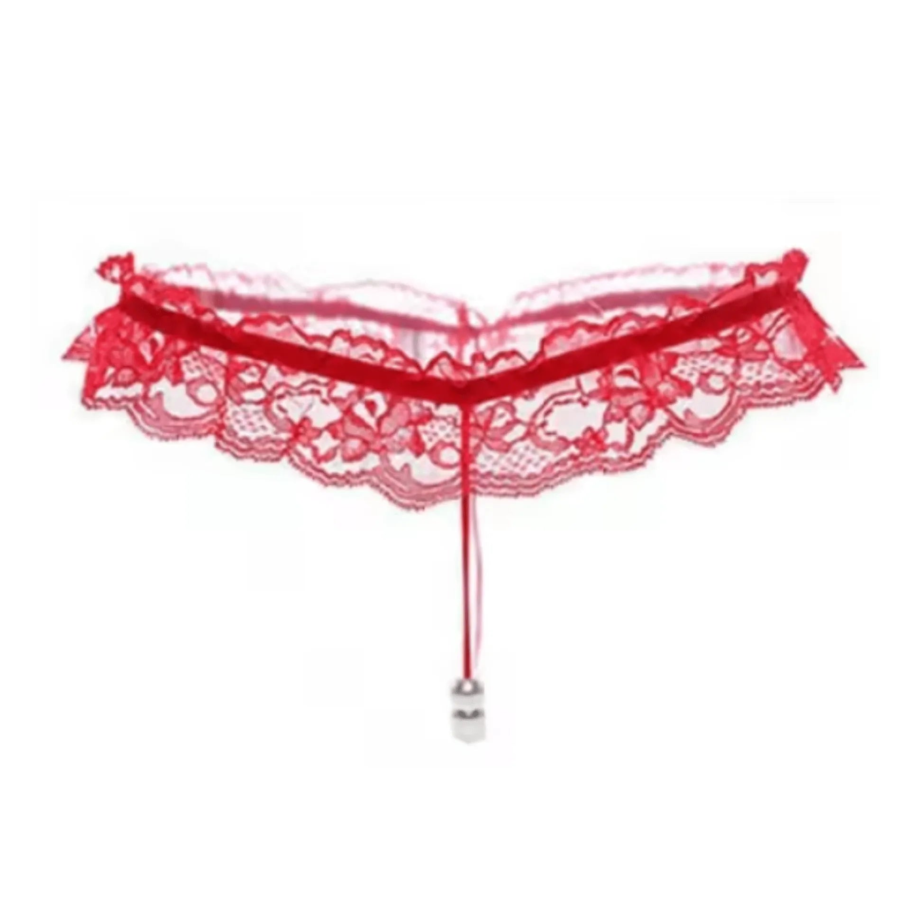 Perizoma in pizzo con pendente centrale perlato