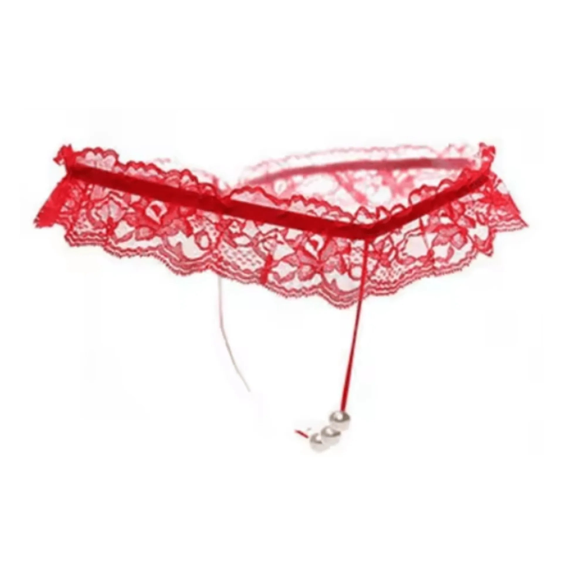 Perizoma in pizzo con pendente centrale perlato