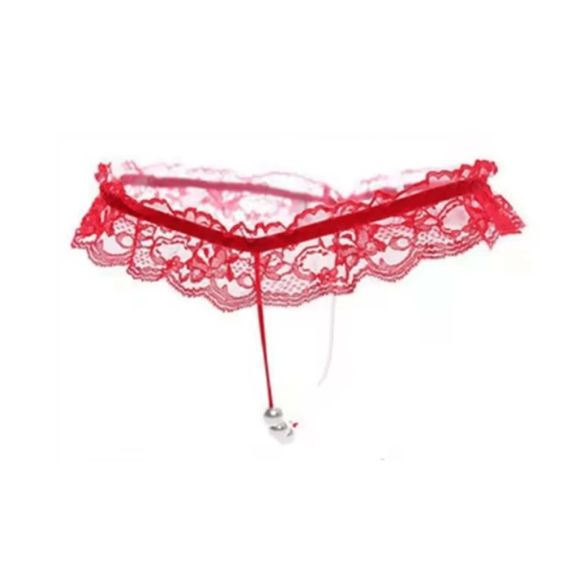 Perizoma in pizzo con pendente centrale perlato