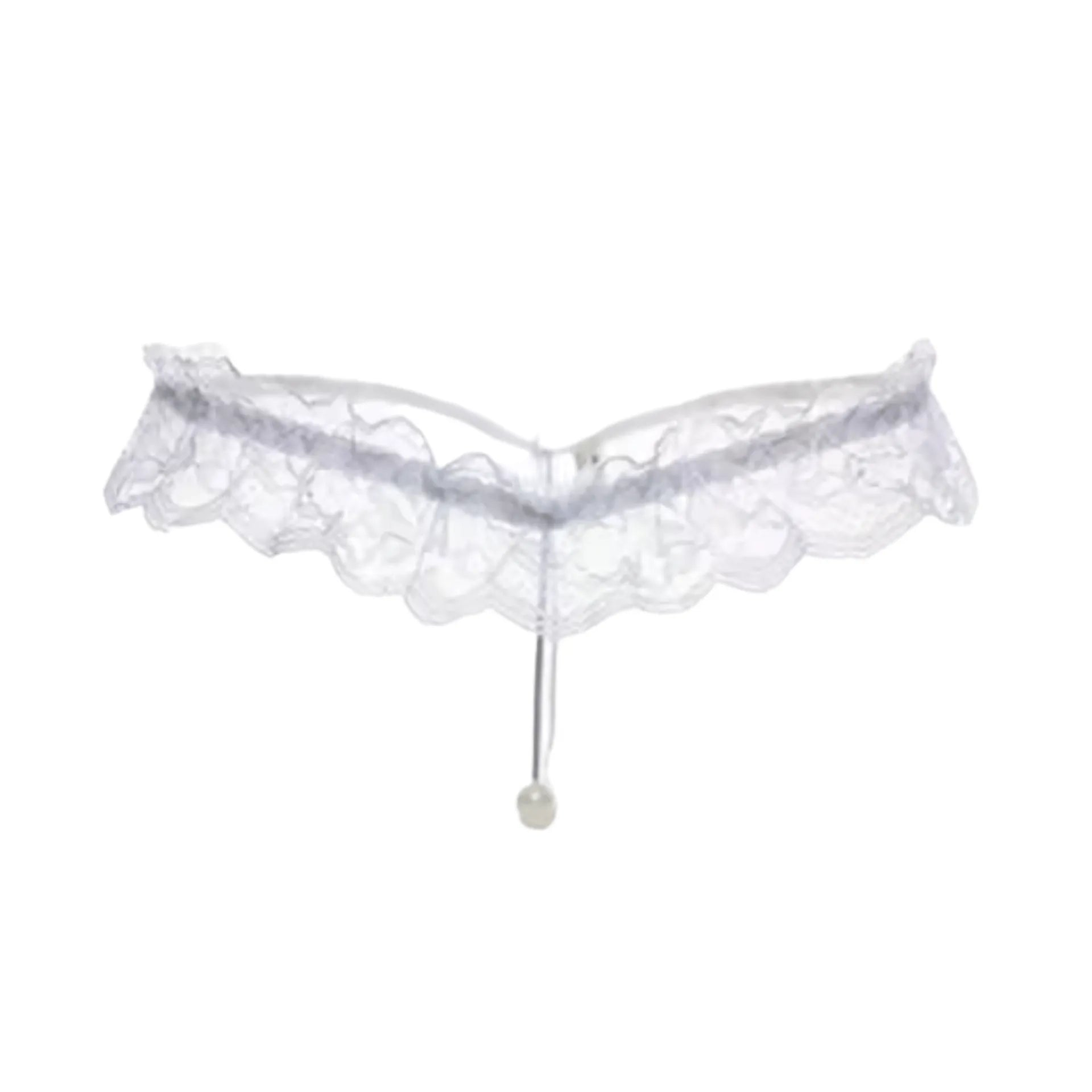 Perizoma in pizzo con pendente centrale perlato