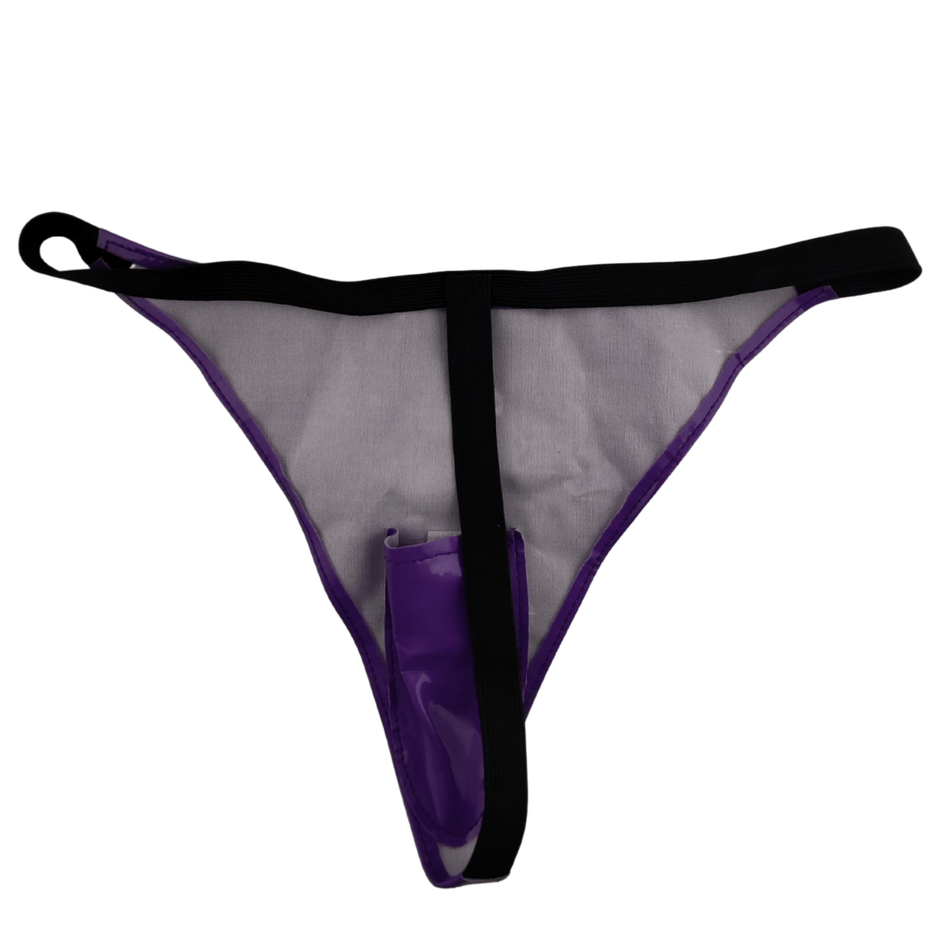 Perizoma in vinile con taschino per vibratore wireless