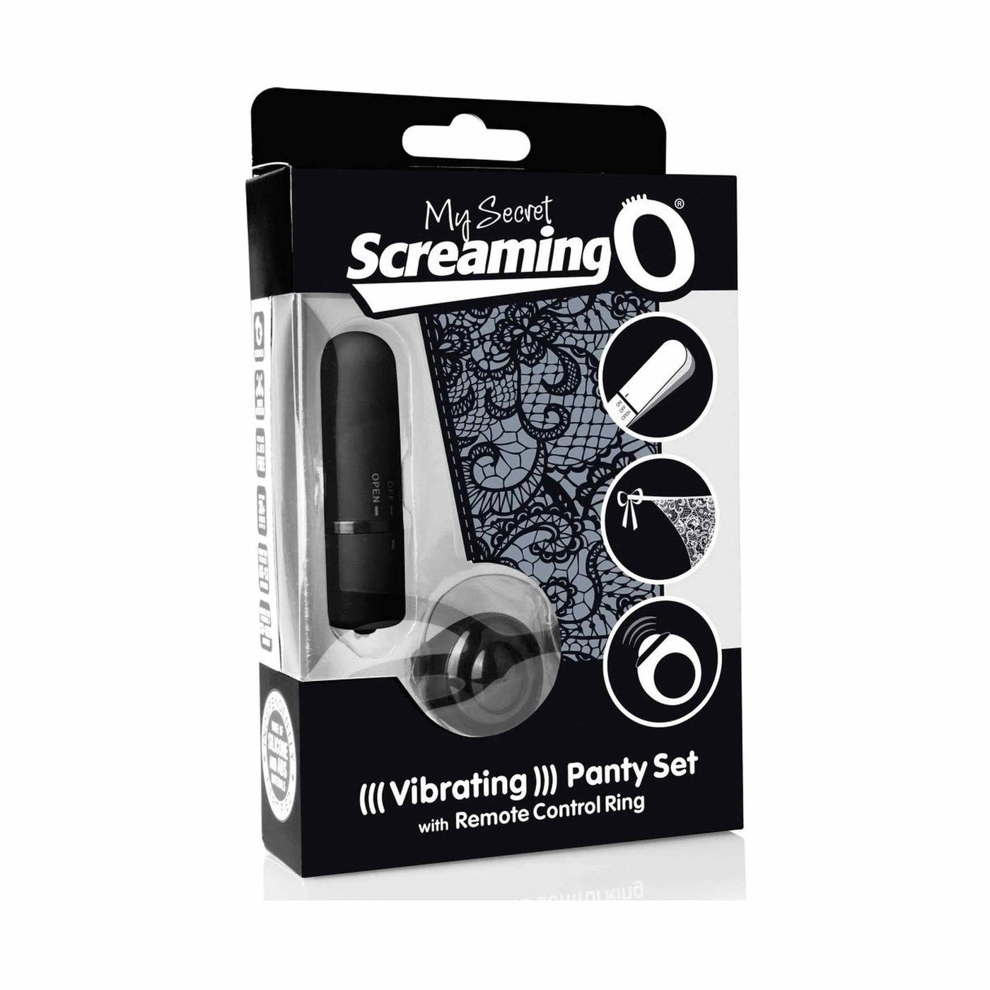 Confezione nera set mutandina vibrante con anello telecomando wireless My Secret Screaming O