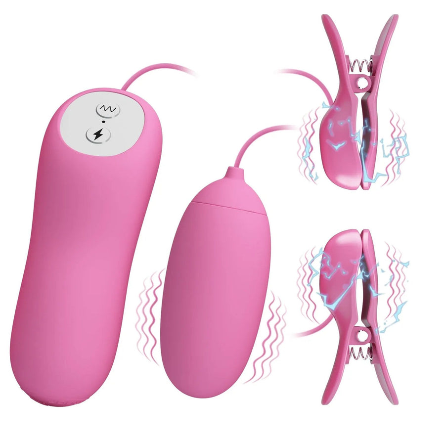 Silicone nipple clamps with vibration and electrostimulation