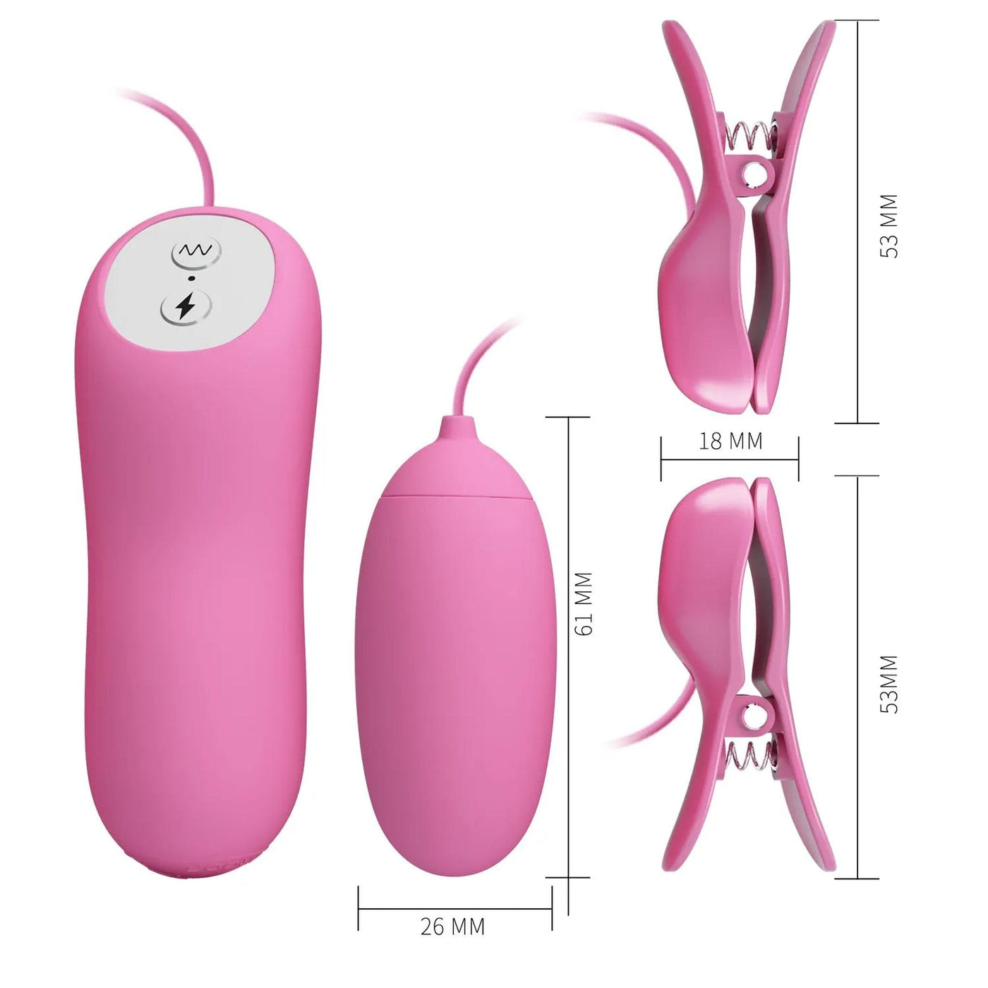 Pinze per capezzoli in silicone con vibrazione ed elettrostimolazione