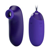 Ovulo vibrante cavo e succhiaclitoride a forma di bocca in silicone opaco viola