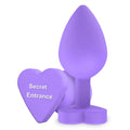 Heart Base Butt Plug - Medium, Purple Silicone