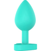 Plug Anale Con Base a Cuore - Medium, In Silicone Verde Acqua