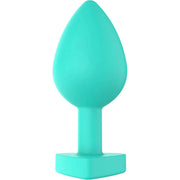 Plug Anale Con Base a Cuore - Medium, In Silicone Verde Acqua