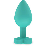 Plug Anale Con Base a Cuore - Medium, In Silicone Verde Acqua
