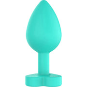 Plug Anale Con Base a Cuore - Medium, In Silicone Verde Acqua