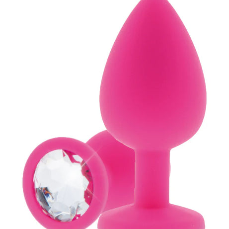 Plug Anale Con Diamante - Small, in Silicone Rosa